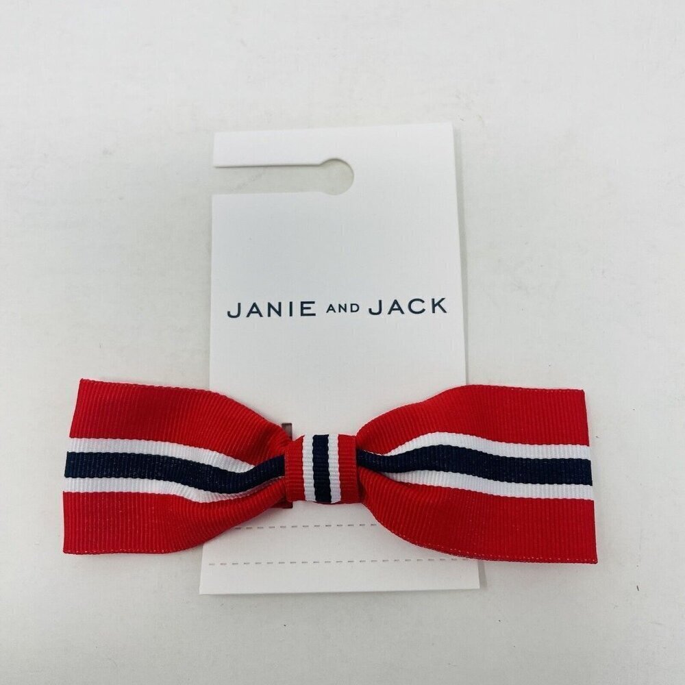 Janie and Jack Youth Girls One Size Americana Striped Barrette Hair Clip $14